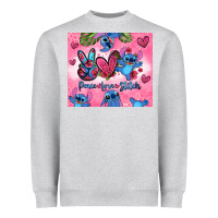 Heather Grey peace love stitch Heavyweight Sweatshirt - Zillion Design Studio