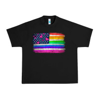 Black american flag and lgbt flag  background Urban Heavy Tee - HRA Design Shop