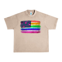 French Oak american flag and lgbt flag  background Urban Heavy Tee - HRA Design Shop