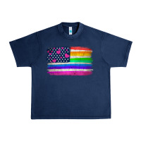 Navy american flag and lgbt flag  background Urban Heavy Tee - HRA Design Shop