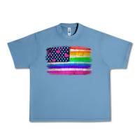 American Flag And Lgbt Flag  Background Urban Heavy Tee | Teevron