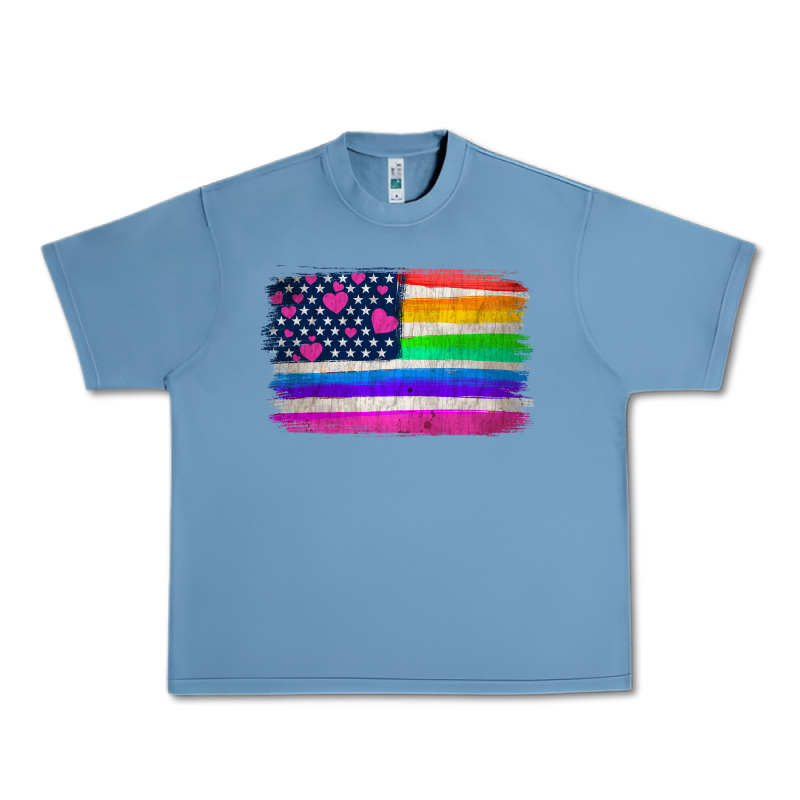 American Flag And Lgbt Flag  Background Urban Heavy Tee by HRA Design Shop | Teevron