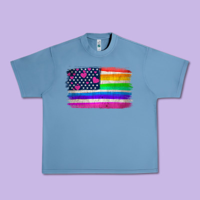 American Flag And Lgbt Flag  Background Urban Heavy Tee Designed By Hra Design Shop