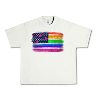 Pistachio american flag and lgbt flag  background Urban Heavy Tee - HRA Design Shop