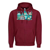 Burgundy winter christmas gnomes coffee cups Zipper Hoodie - Jasminsmagicworld