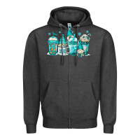 Charcoal Heather winter christmas gnomes coffee cups Zipper Hoodie - Jasminsmagicworld