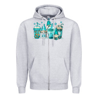 Heather Grey winter christmas gnomes coffee cups Zipper Hoodie - Jasminsmagicworld