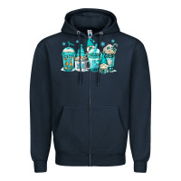 Navy winter christmas gnomes coffee cups Zipper Hoodie - Jasminsmagicworld