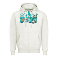 Oatmeal Heather winter christmas gnomes coffee cups Zipper Hoodie - Jasminsmagicworld