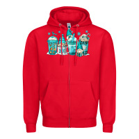 Red winter christmas gnomes coffee cups Zipper Hoodie - Jasminsmagicworld
