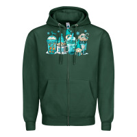 Sports Green winter christmas gnomes coffee cups Zipper Hoodie - Jasminsmagicworld