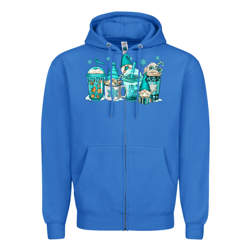 Winter Christmas Gnomes Coffee Cups Zipper Hoodie by Jasminsmagicworld | Teevron