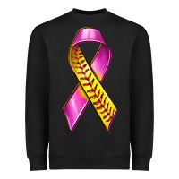 Black Breast Cancer Ribbon Softball Heavyweight Sweatshirt - texasbilliewilder