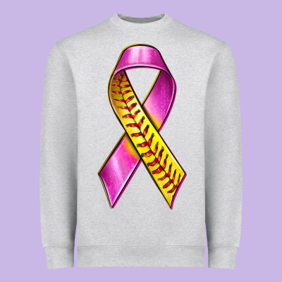 Breast Cancer Ribbon Softball Heavyweight Sweatshirt Designed By Texasbilliewilder