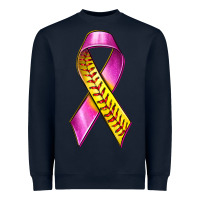 Navy Breast Cancer Ribbon Softball Heavyweight Sweatshirt - texasbilliewilder