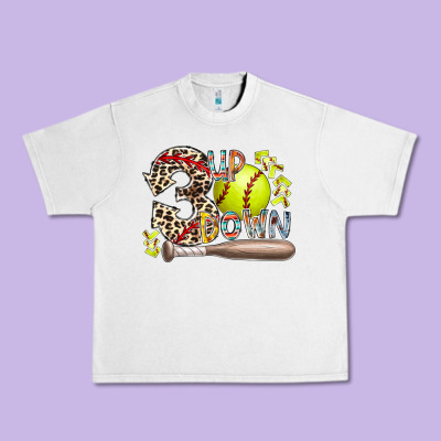 Three Up Down Softball Urban Heavy Tee Designed By Racoondesign