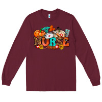 Burgundy nurse with fall element Long Sleeve Tee - AdoDesignShop