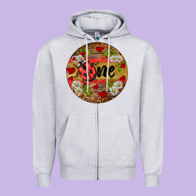 Ladybug One Ornament Zipper Hoodie Designed By Barkaloodesign