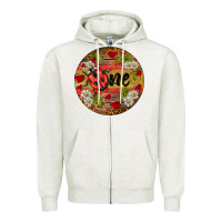 Oatmeal Heather ladybug one ornament Zipper Hoodie - BarkalooDesign