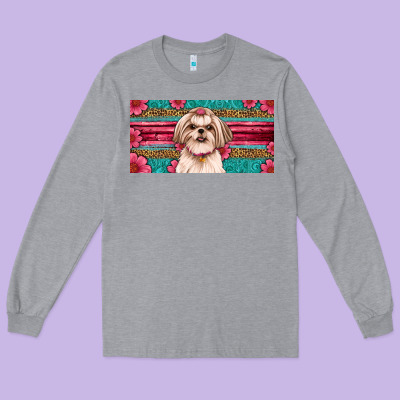 Western Shih Tzu License Plate Design Long Sleeve Tee Designed By Jahusdesignshop