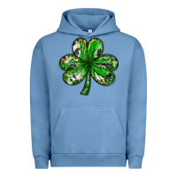 Pigment Pebble Blue shamrock with leopard and cowhide Urban Hoodie - NancyCooperArtShop