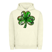 Pigment Pistachio shamrock with leopard and cowhide Urban Hoodie - NancyCooperArtShop