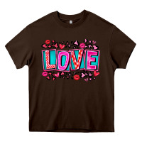 Chocolate Brown Love Valentine Heavy Core Tee - CowhideDigitalArt