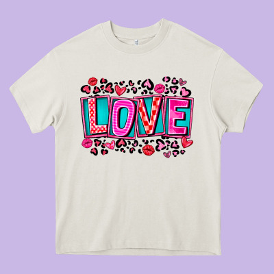 Love Valentine Heavy Core Tee Designed By Cowhidedigitalart
