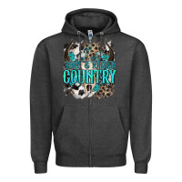 Charcoal Heather born  raised country Zipper Hoodie - NancyCooperArtShop
