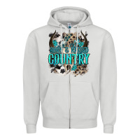 Dove Grey born  raised country Zipper Hoodie - NancyCooperArtShop