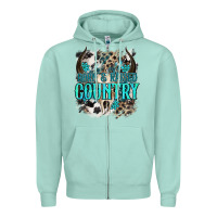 Seafoam born  raised country Zipper Hoodie - NancyCooperArtShop