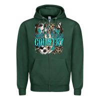 Sports Green born  raised country Zipper Hoodie - NancyCooperArtShop
