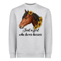 Heather Grey just a girl who loves horses Heavyweight Sweatshirt - RanaPortraitStore