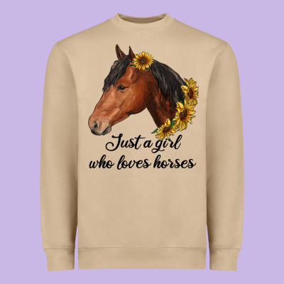 Just A Girl Who Loves Horses Heavyweight Sweatshirt Designed By Ranaportraitstore
