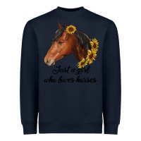 Navy just a girl who loves horses Heavyweight Sweatshirt - RanaPortraitStore
