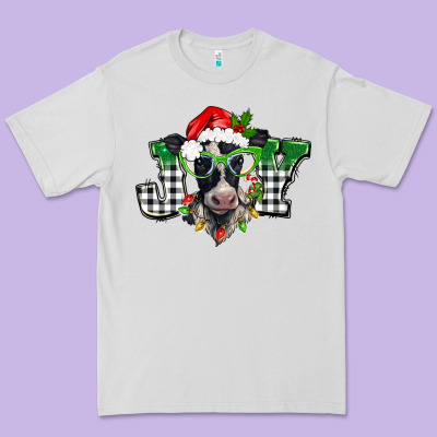 Christmas Joy Black And White Cow Premium Tee Designed By Barkaloodesign