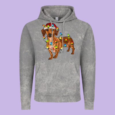 Dachshund With Christmas Lights Vintage Hoodie Designed By Ranaportraitstore