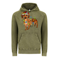 Vintage Olive dachshund with christmas lights Vintage Hoodie - RanaPortraitStore