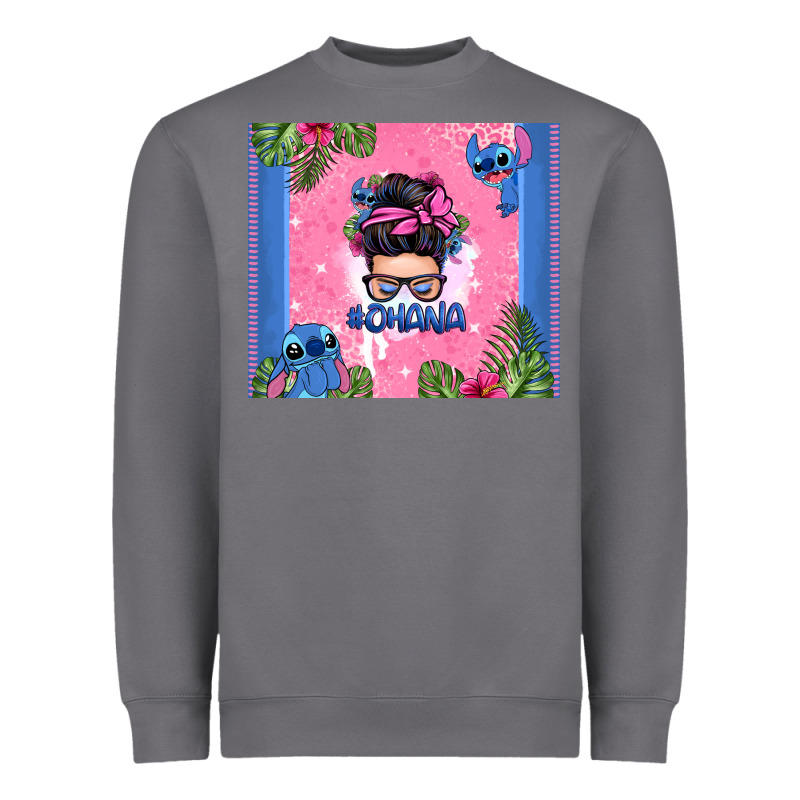Ohana Stitch Messy Bun Heavyweight Sweatshirt by Zillion Design Studio | Teevron