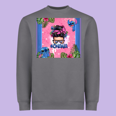 Ohana Stitch Messy Bun Heavyweight Sweatshirt Designed By Zillion Design Studio