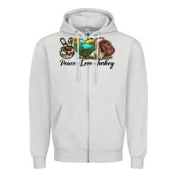 Dove Grey peace love turkey Zipper Hoodie - LillyAllenDesigns