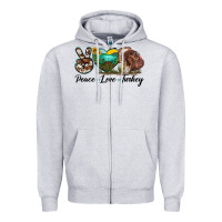 Heather Grey peace love turkey Zipper Hoodie - LillyAllenDesigns