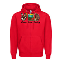 Red peace love turkey Zipper Hoodie - LillyAllenDesigns