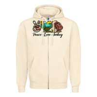 Sandshell peace love turkey Zipper Hoodie - LillyAllenDesigns