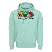 Seafoam peace love turkey Zipper Hoodie - LillyAllenDesigns