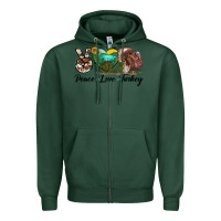 Sports Green peace love turkey Zipper Hoodie - LillyAllenDesigns