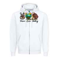 White peace love turkey Zipper Hoodie - LillyAllenDesigns