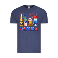 Vintage Denim 4th of July American drinks America Vintage Tee - Neo Western