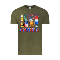 Vintage Olive 4th of July American drinks America Vintage Tee - Neo Western