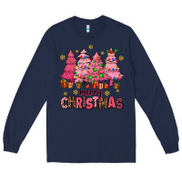 Navy pink christmas trees Long Sleeve Tee - AdoDesignShop